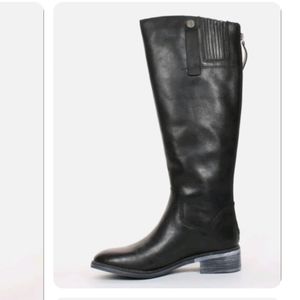 NWOT Franco Sarto Becky Knee-High Boot, Black Tumbled Leather, Size 6